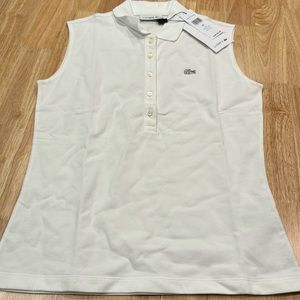 women la coste slim fit white sleeveless polo brand new with tags